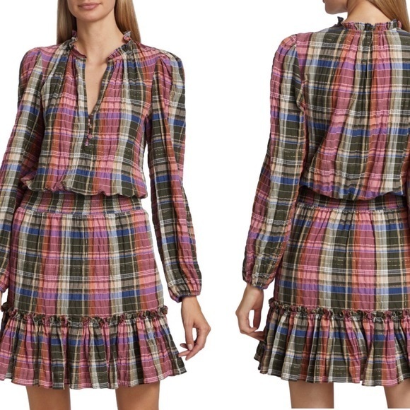 Veronica Beard Destiny Dress, Olive/ Pink Size 4 Nwt